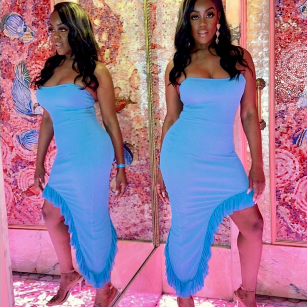 Blue/teal asymmetrical dress